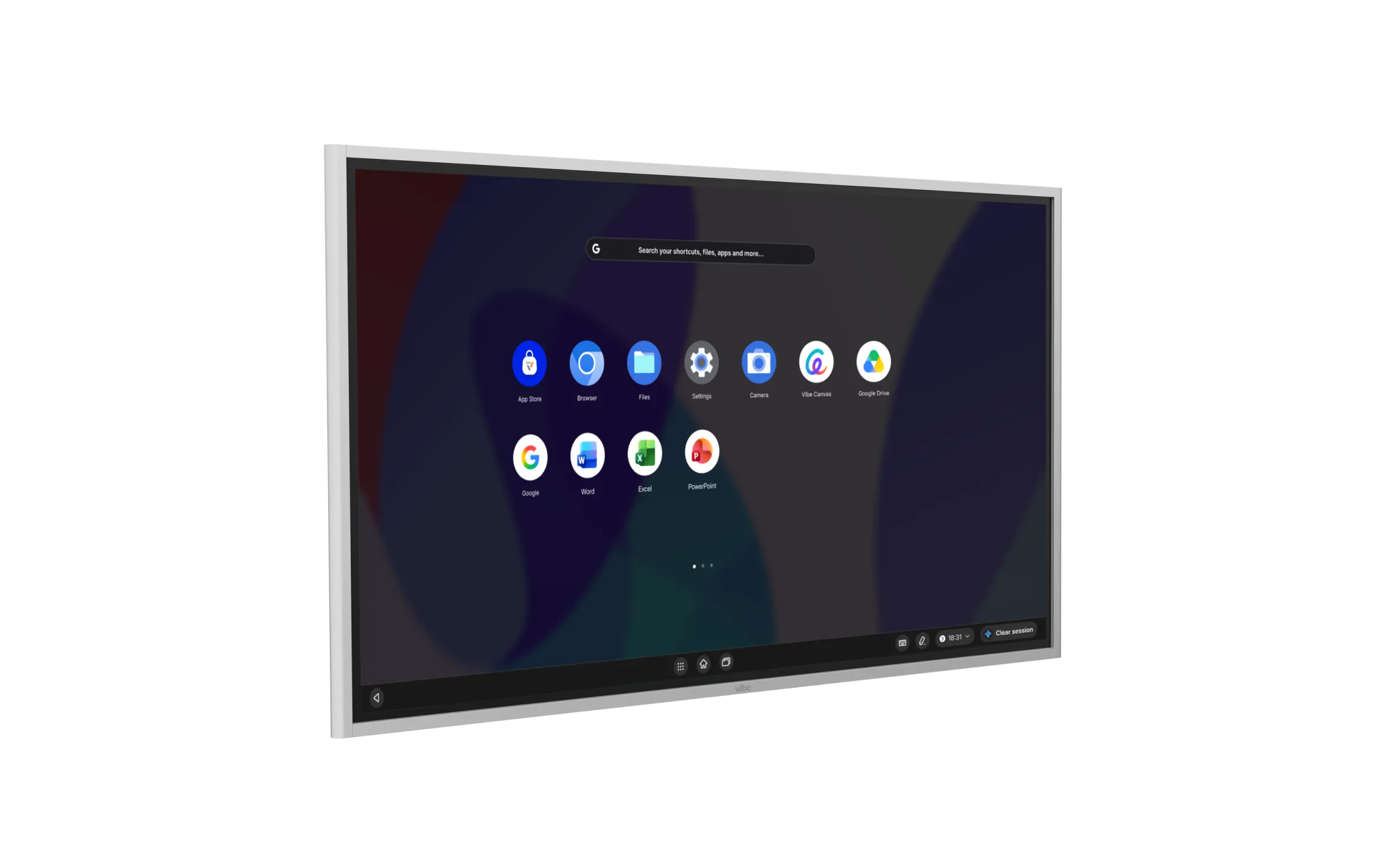 Angled view of the Vibe Board S1 smart whiteboard