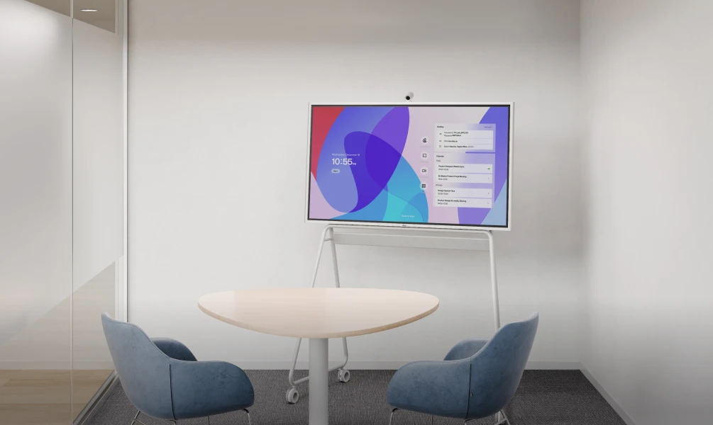 The Vibe Board S1 all-in-one smart whiteboard optimizing a compact huddle room