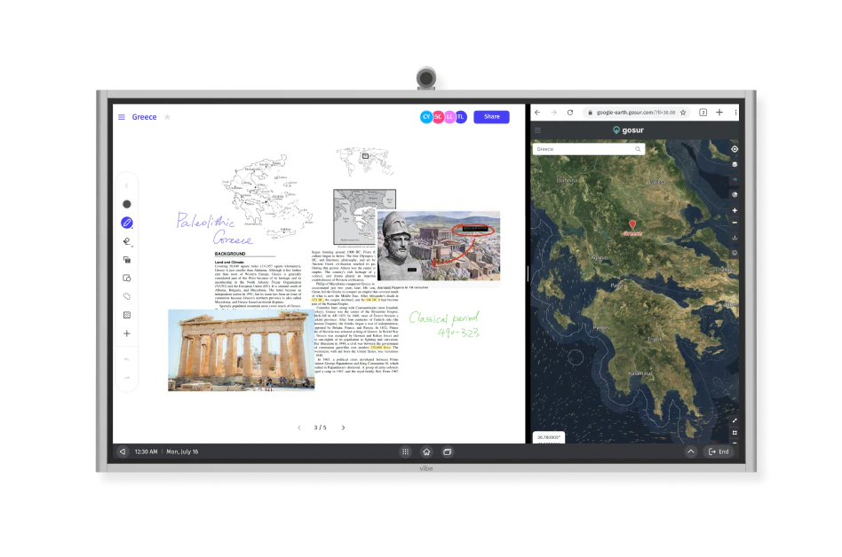 Present the full picture with a split screen and <span class="gradient bold">draw references from Chrome, YouTube, or other apps</span>