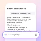 Vibe AI chat interface answering a query to catch up on a client case across multiple past meeting sessions