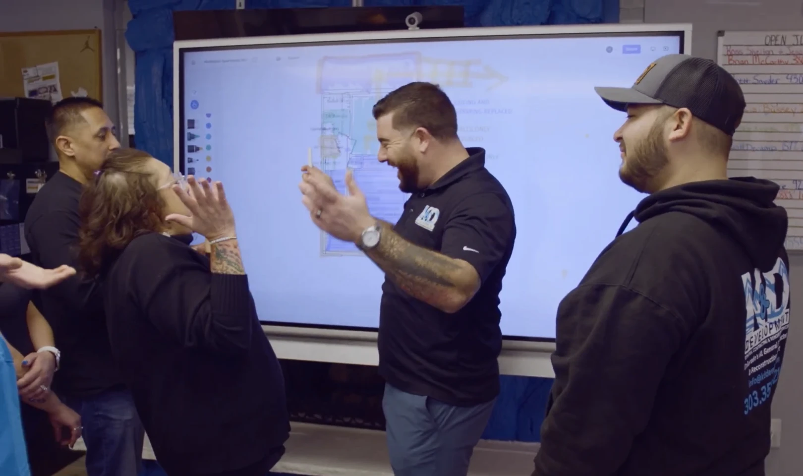 K&D Development team collaborating around a Vibe Board