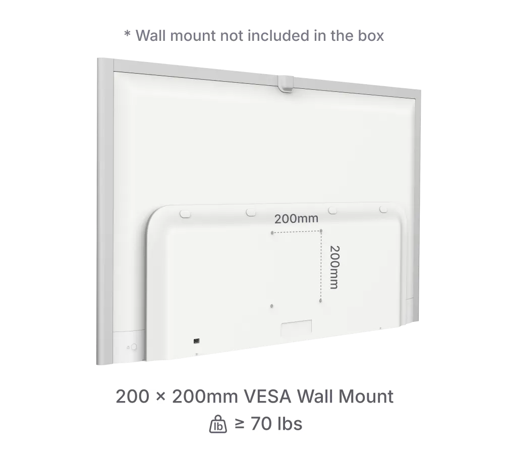 Dimensions and weight diagram of the Vibe Board S1 interactive display