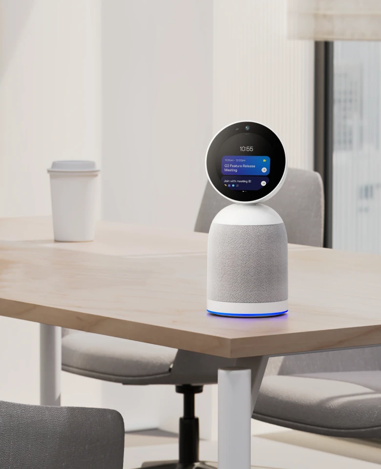 A Vibe Bot, your physical AI teammate in meeting rooms, on a conference table