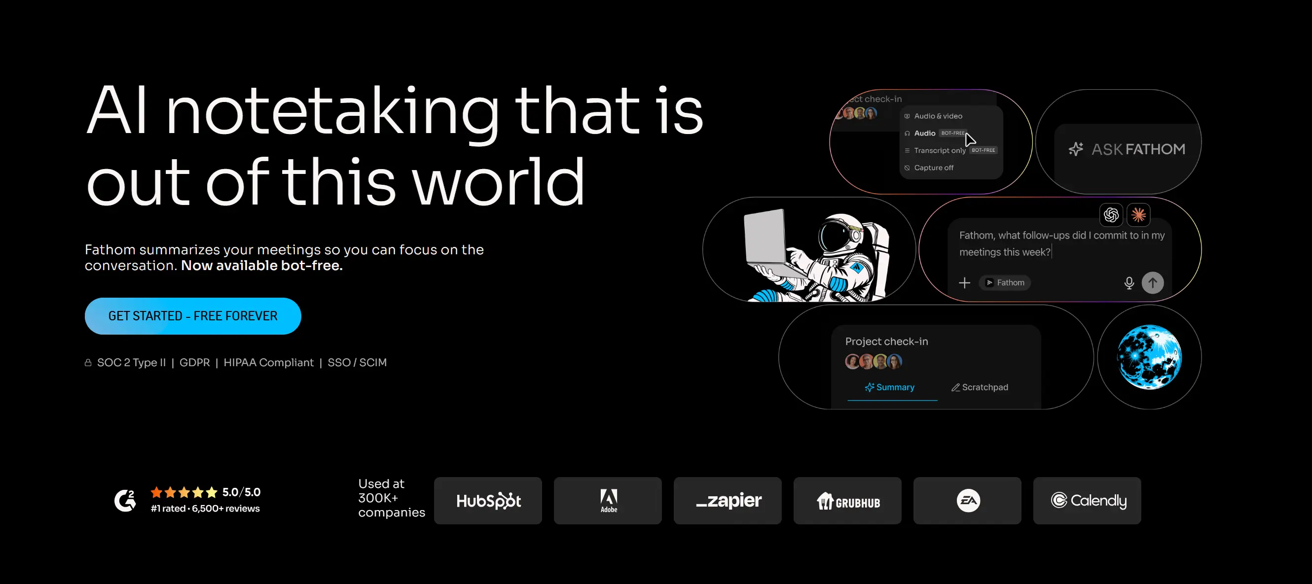 Screenshot of Fathom AI's homepage