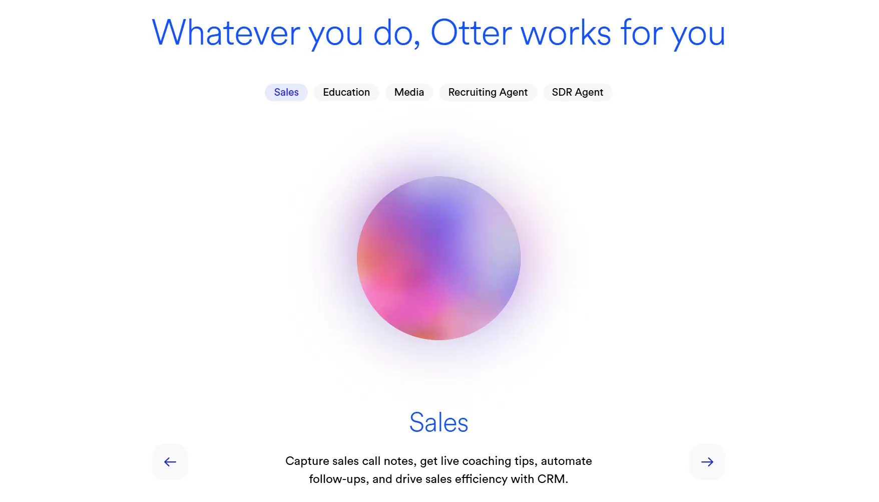 Otter.ai homepage: real-time collaborative transcription