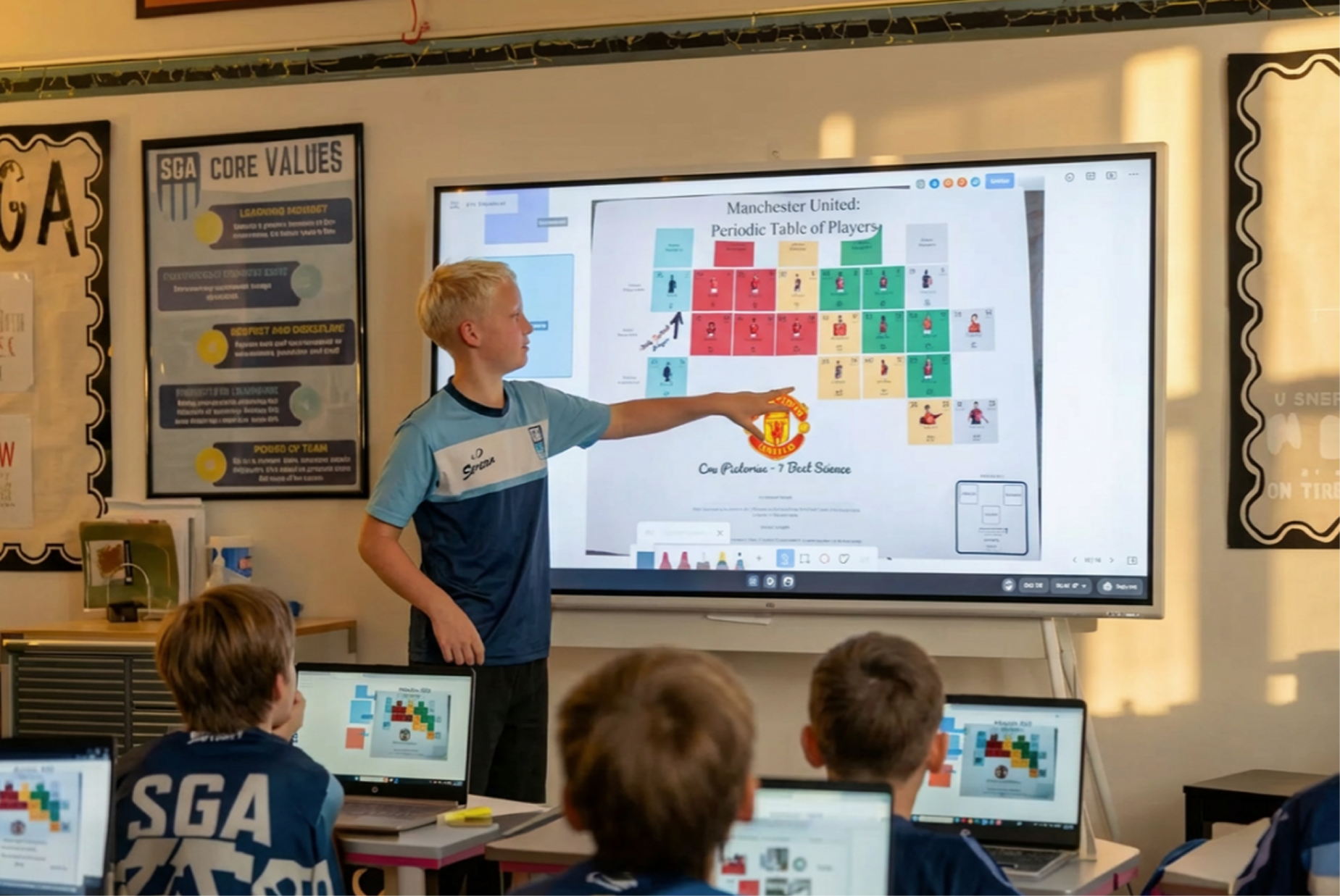 A student is using Vibe Board for assignment presentation.