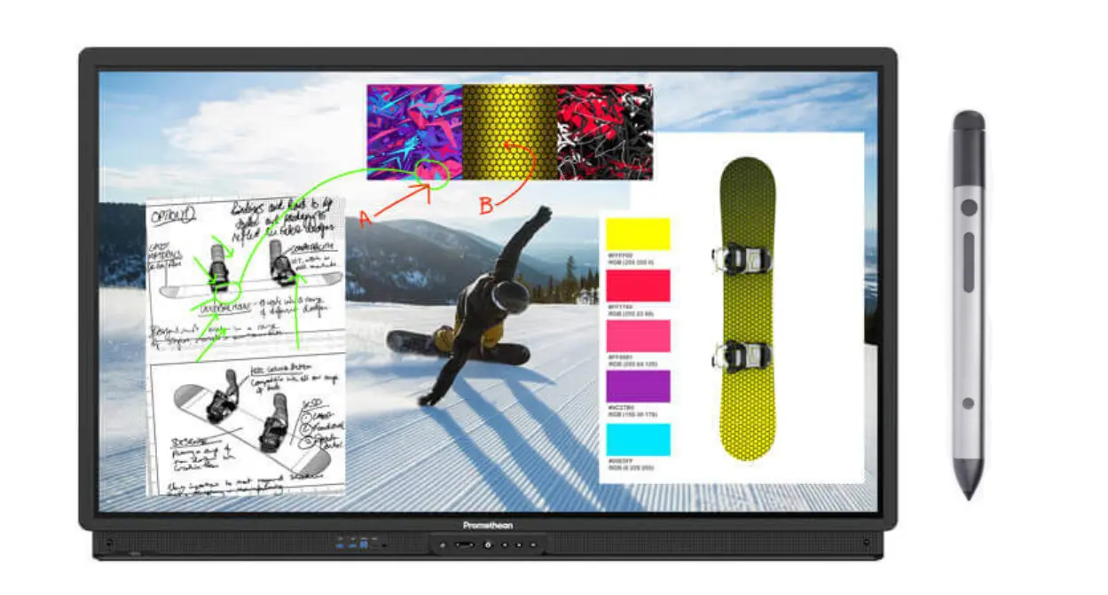 Promethean interactive display with stylus and design project content