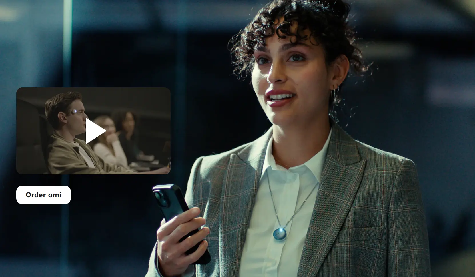 Omi open-source AI recorder worn as a necklace in a professional setting