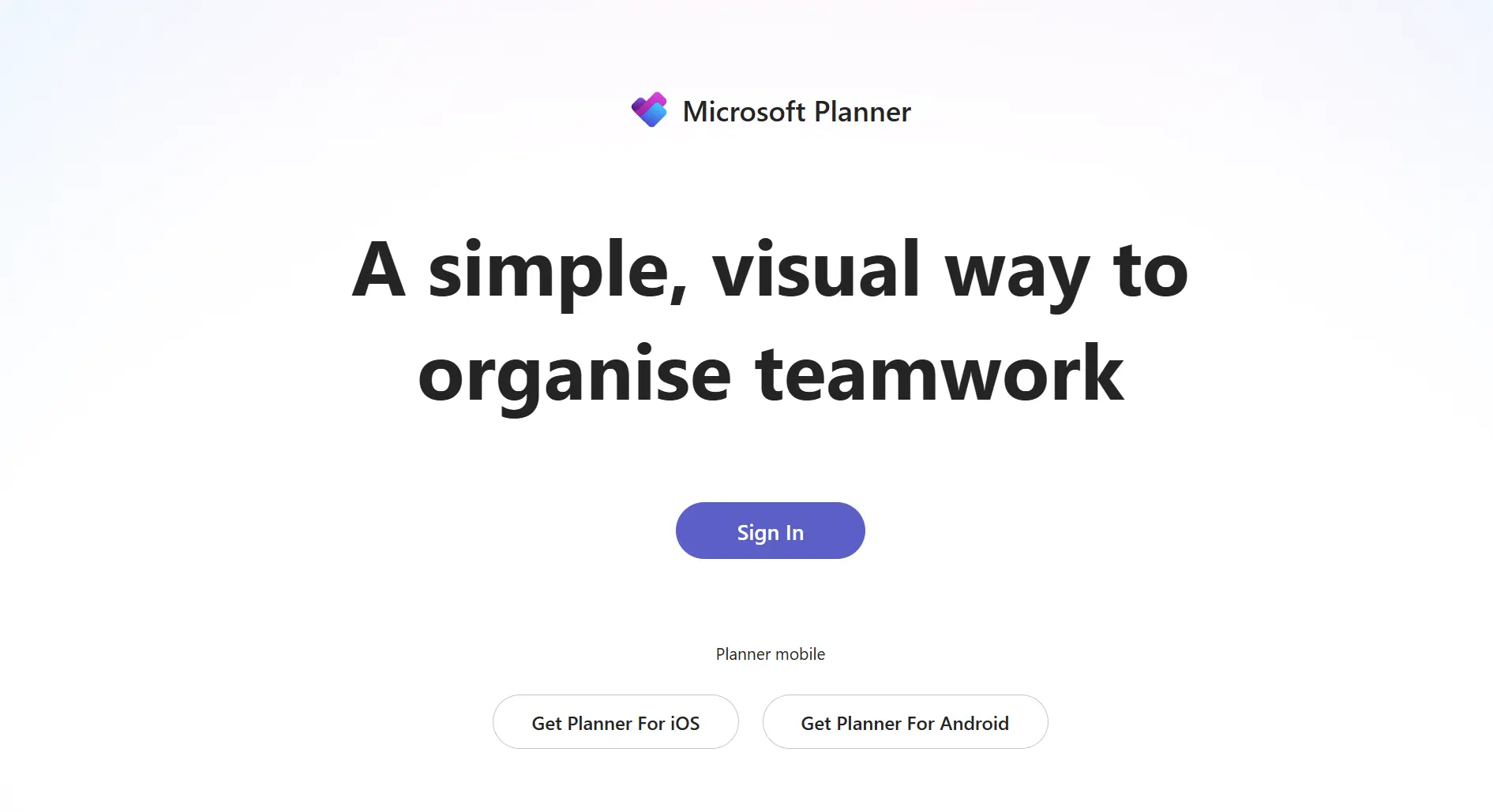 Microsoft Planner homepage