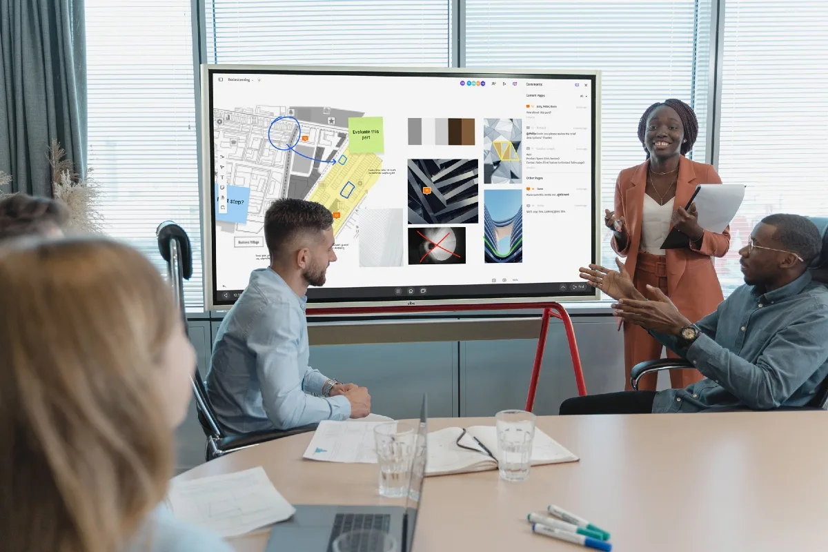Team using Vibe Canvas on Vibe Board for whiteboarding and collaboration