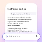 Vibe AI chat interface answering a query to catch up on a client case across multiple past meeting sessions