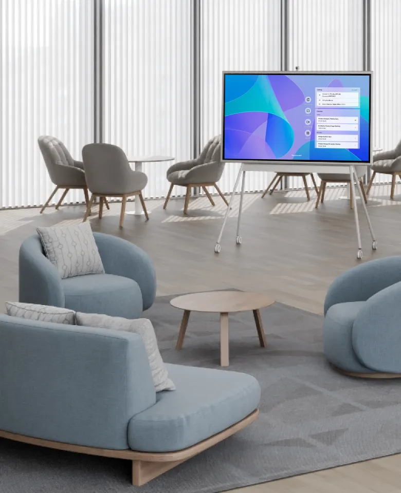 A Vibe smart whiteboard in open office