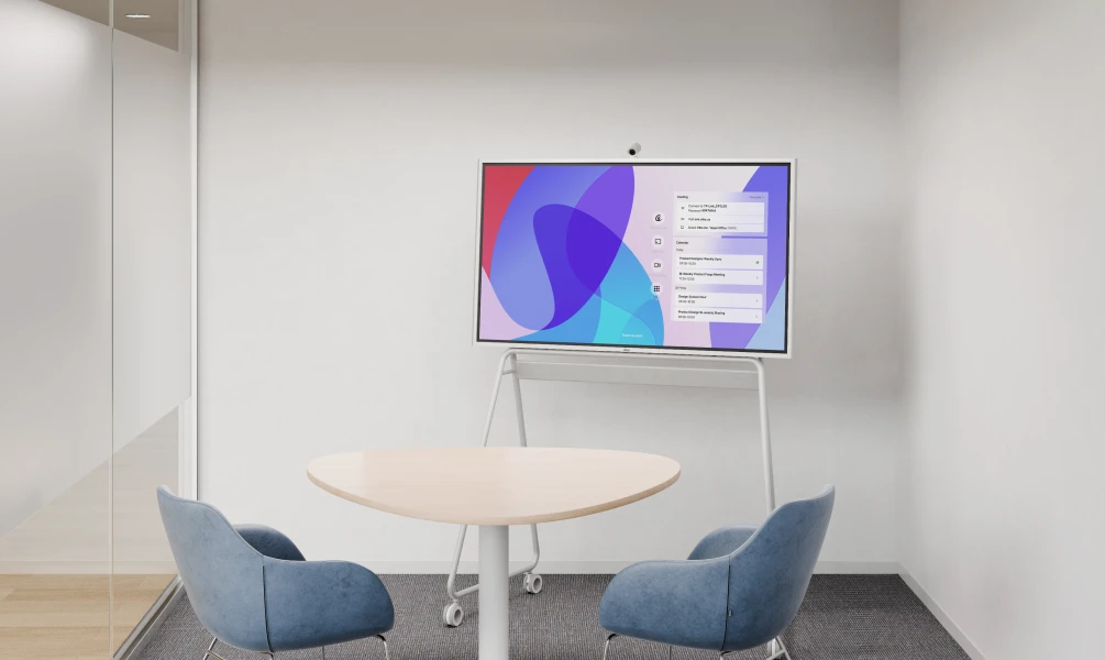 The Vibe Board S1 all-in-one smart whiteboard optimizing a compact huddle room