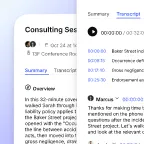 Vibe AI summary and transcript interface for meeting recording